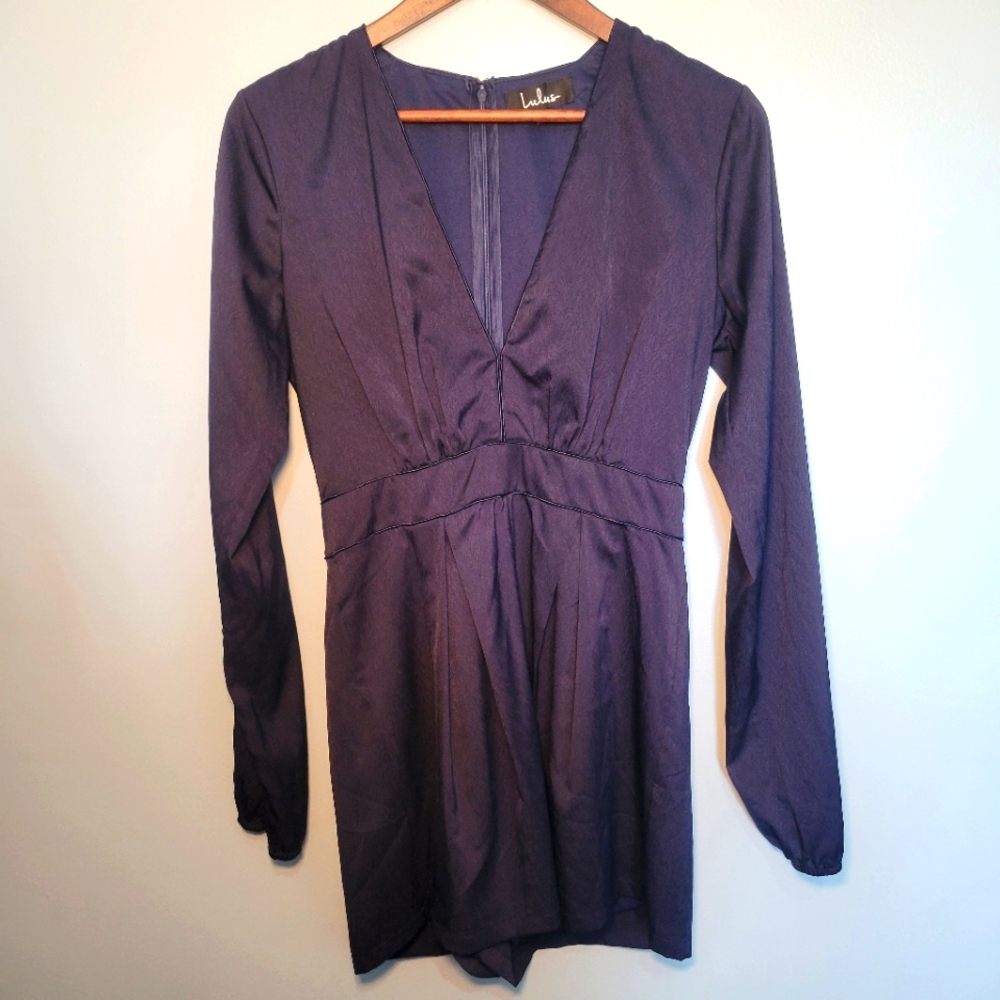 Lulus Women's Steep Slope Navy‎ Blue Long Sleeve Romper Size Small